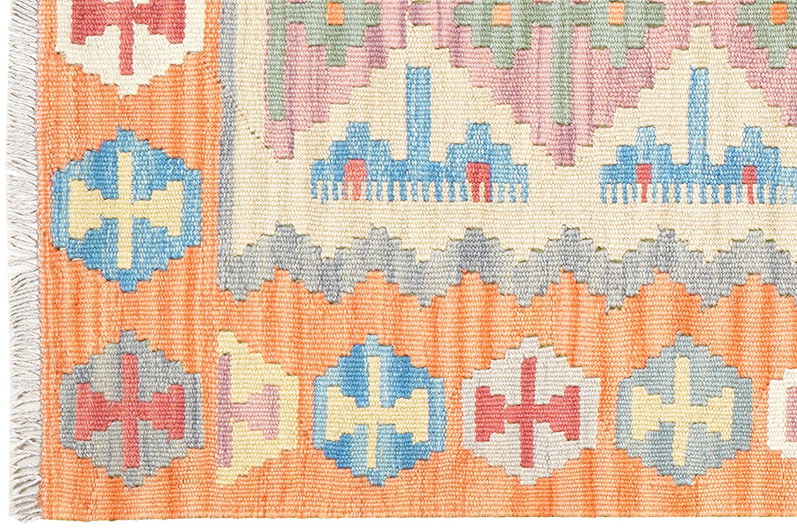 Kelim Gashgai — Handmade, 85x198 cm, Beige, 100% Virgin Wool | View 3