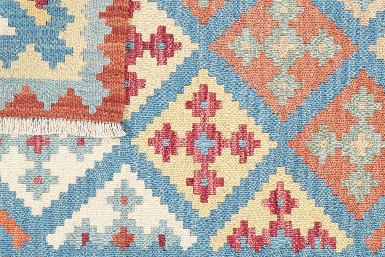 Kelim Gashgai — Handgefertigt, 197x84 cm, Blau, 100% Virgin Wool | View 7