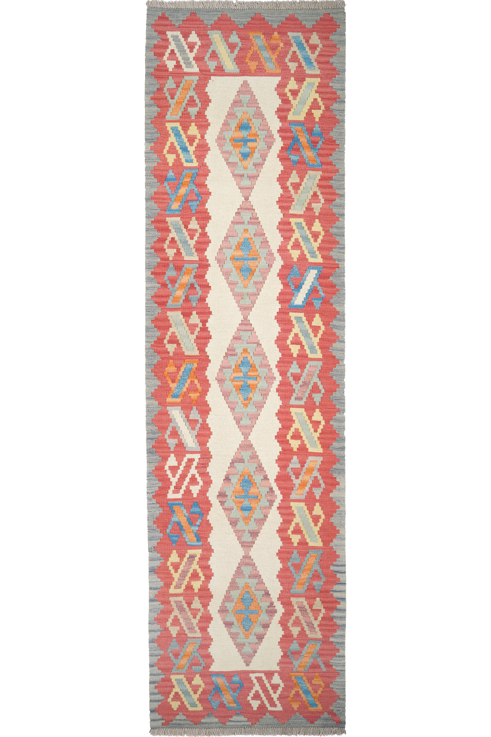 Kelim Gashgai — Handgefertigt, 300x82 cm, Rot, 100% Virgin Wool | Main view