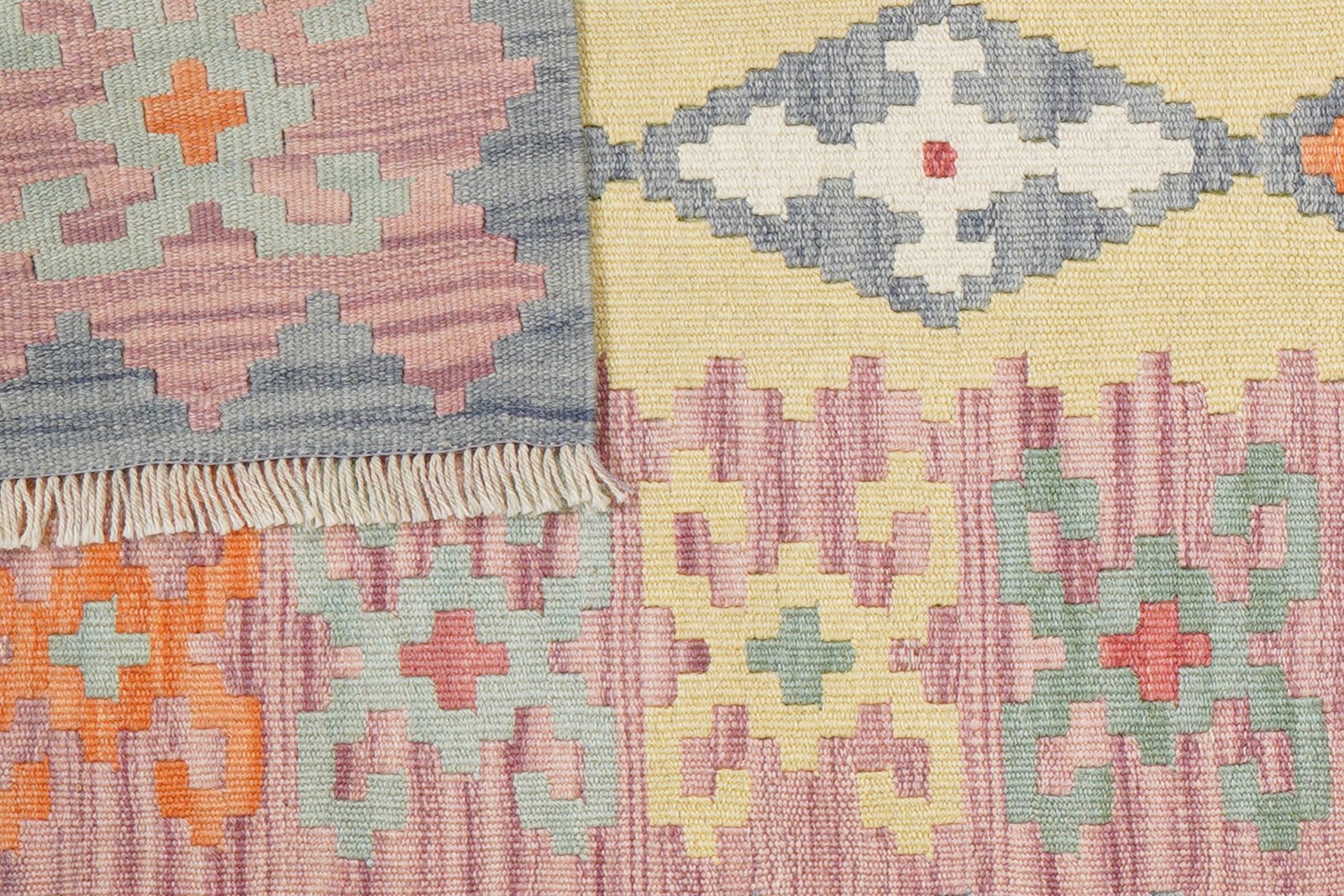 Kelim Gashgai — Handmade, 81x292 cm, Yellow, 100% Virgin Wool | View 6