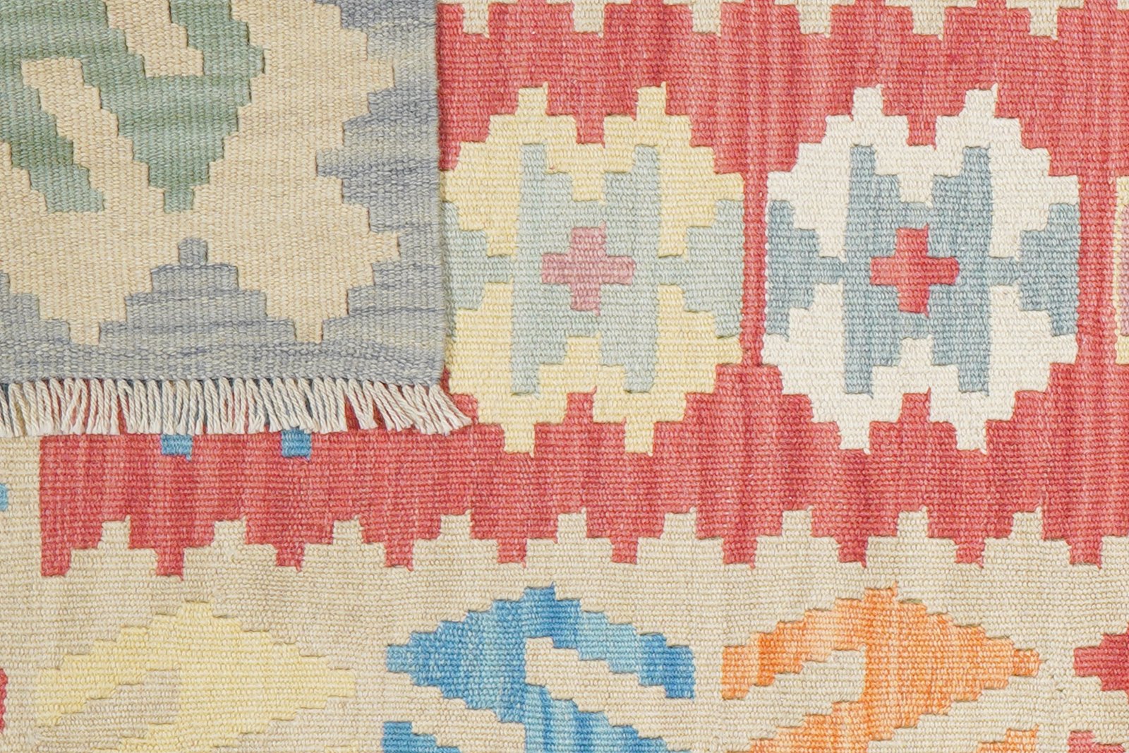 Kelim Gashgai — Handmade, 81x295 cm, Red, 100% Virgin Wool | View 6