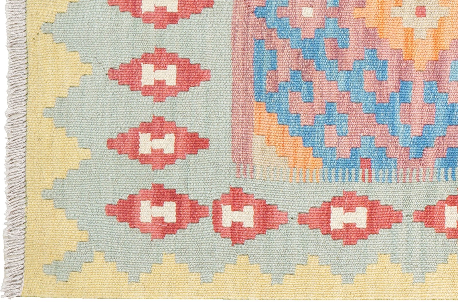 Kelim Gashgai — Handmade, 81x283 cm, Blue, 100% Virgin Wool | View 3