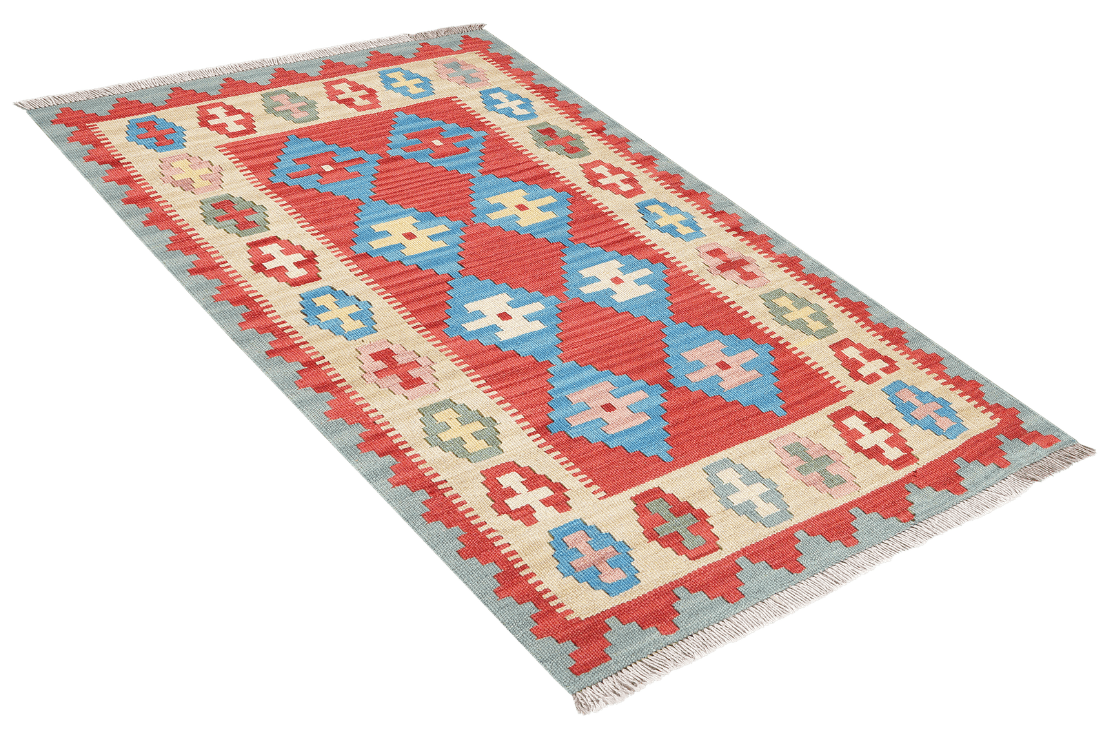 Kelim Gashgai — Handmade, 82x134 cm, Red, 100% Virgin Wool | View 4