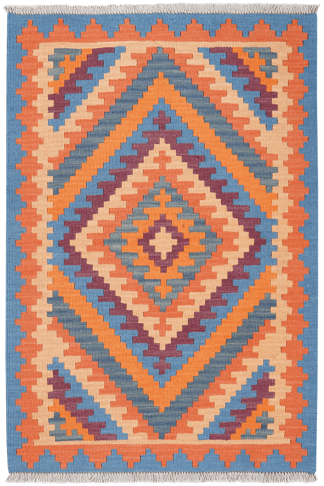 Kelim Gashgai — Handmade, 84x123 cm, Blue, 100% Virgin Wool | Main view
