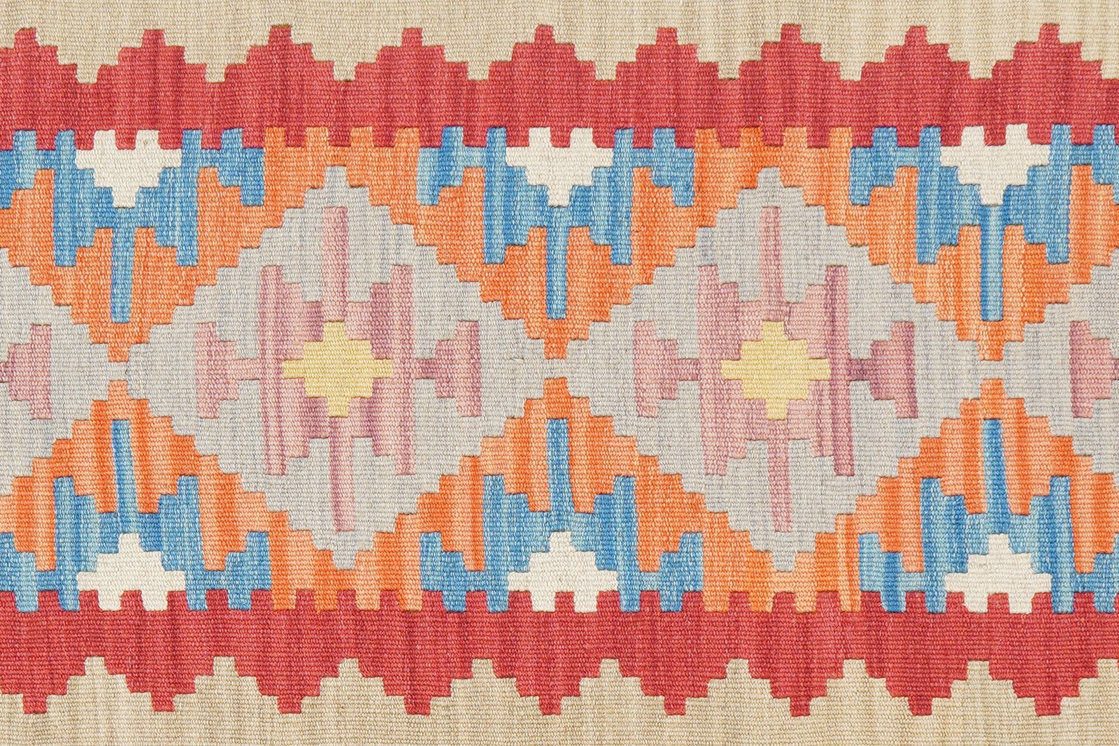 Kelim Gashgai — Handmade, 107x158 cm, Red, 100% Virgin Wool | View 5