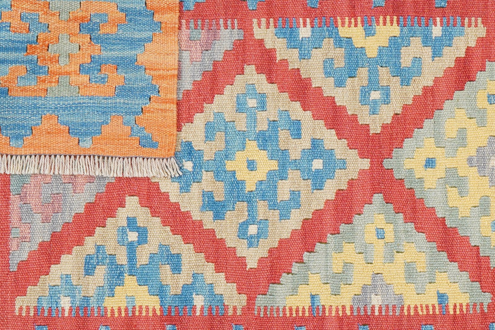 Kelim Gashgai — Handmade, 106x149 cm, Red, 100% Virgin Wool | View 6
