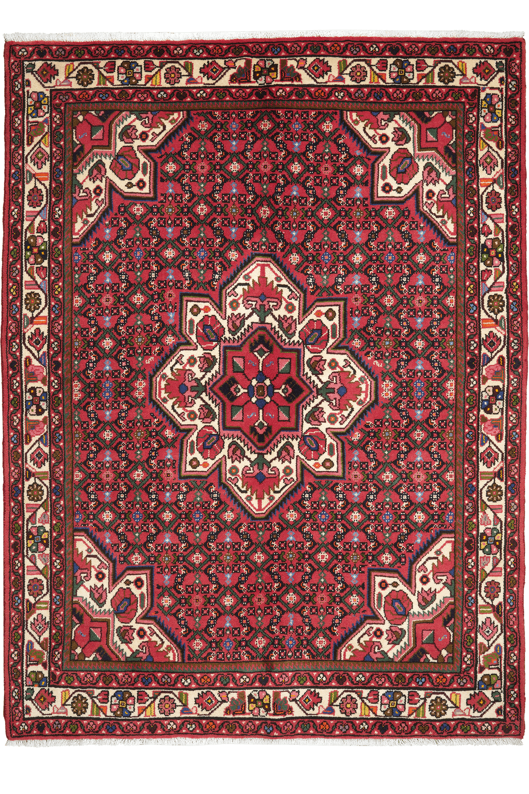 Hosseinabad — Hand-knotted, 153x208 cm, Red, 100% Virgin Wool | Main view