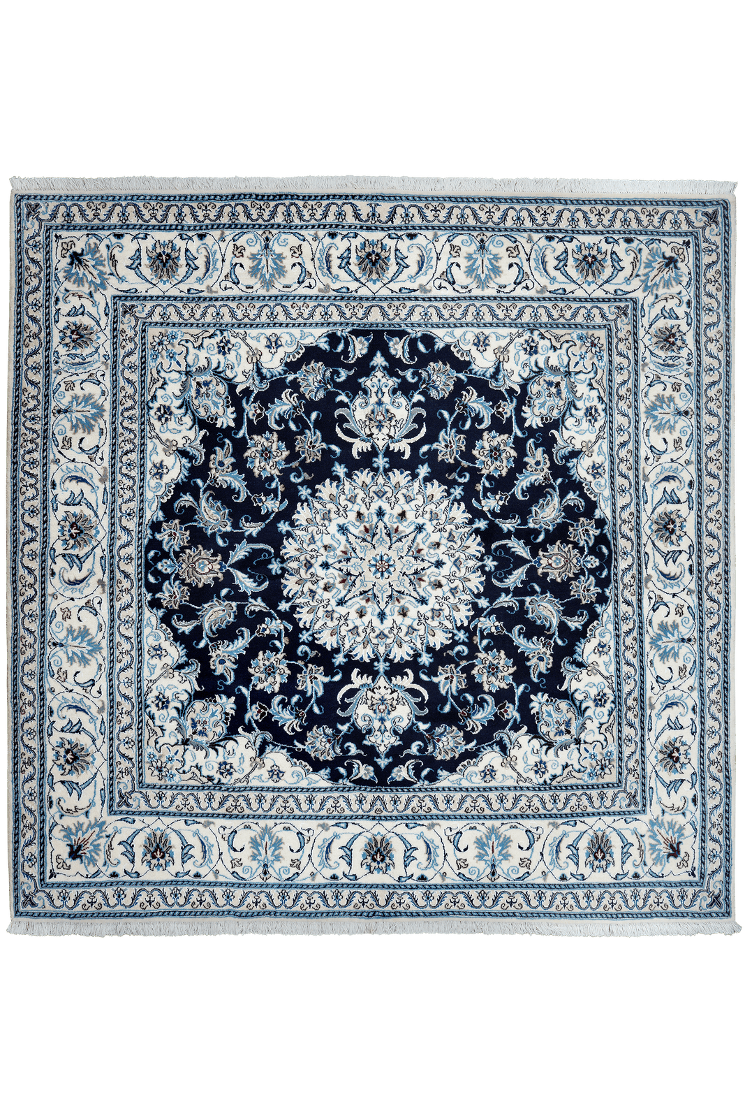 Nain 12La — Hand-knotted, 194x193 cm, Blue, 100% Virgin Wool | Main view