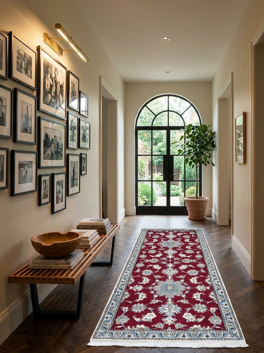 Nain 12La — Handgefertigt, 195x76 cm, Beige, 100% Virgin Wool | Detail view