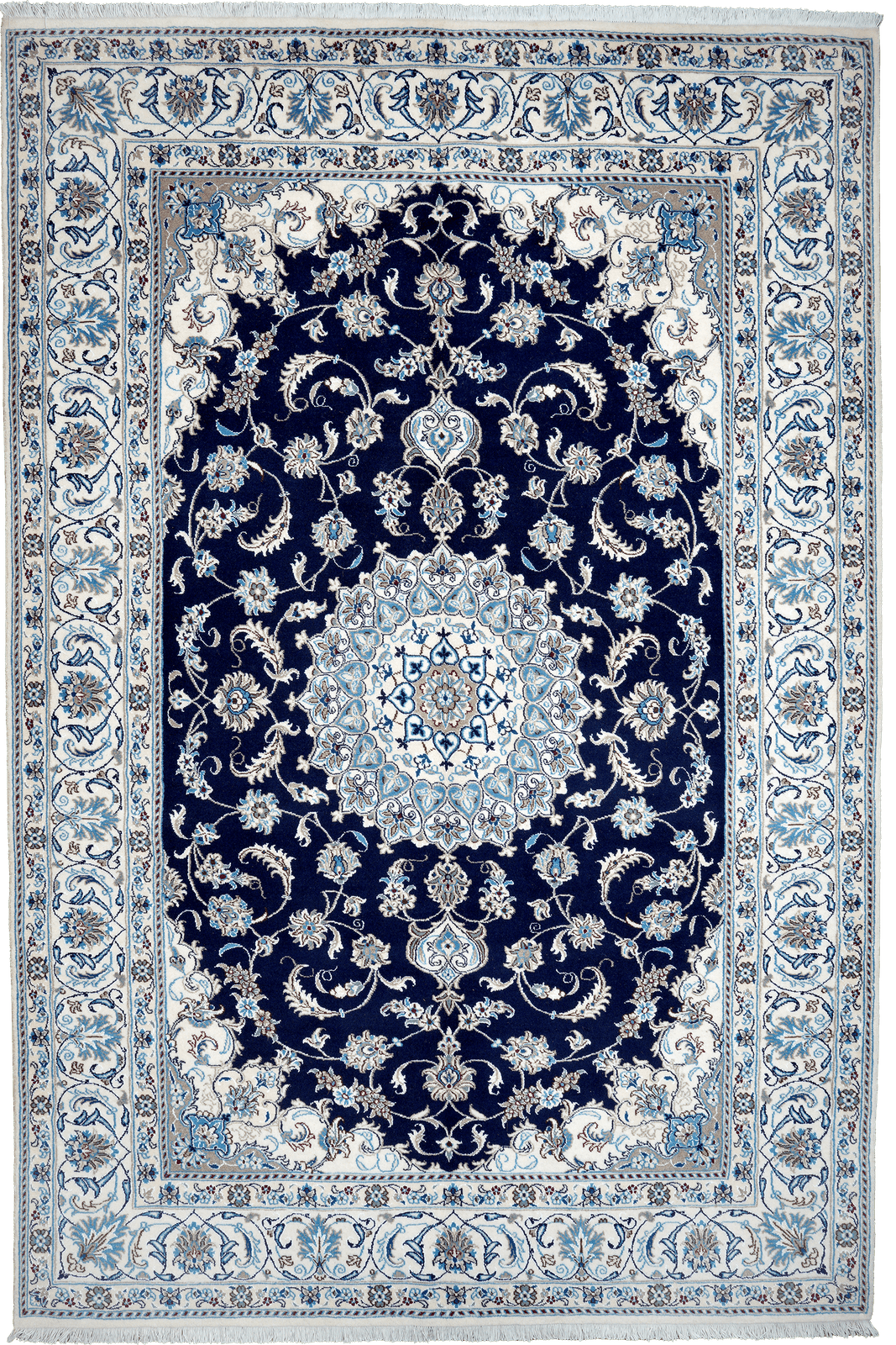 Nain 12La — Hand-knotted, 196x294 cm, Blue, 100% Virgin Wool | Main view