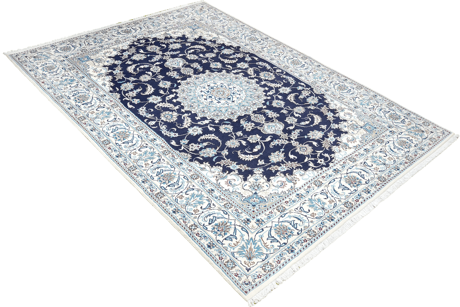 Nain 12La — Hand-knotted, 196x294 cm, Blue, 100% Virgin Wool | View 4
