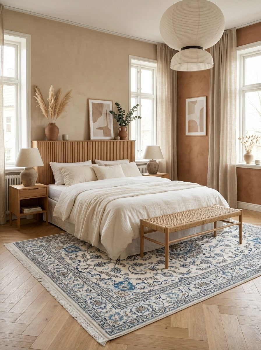 Nain 12La — Hand-knotted, 197x291 cm, Beige, 100% Virgin Wool | Detail view