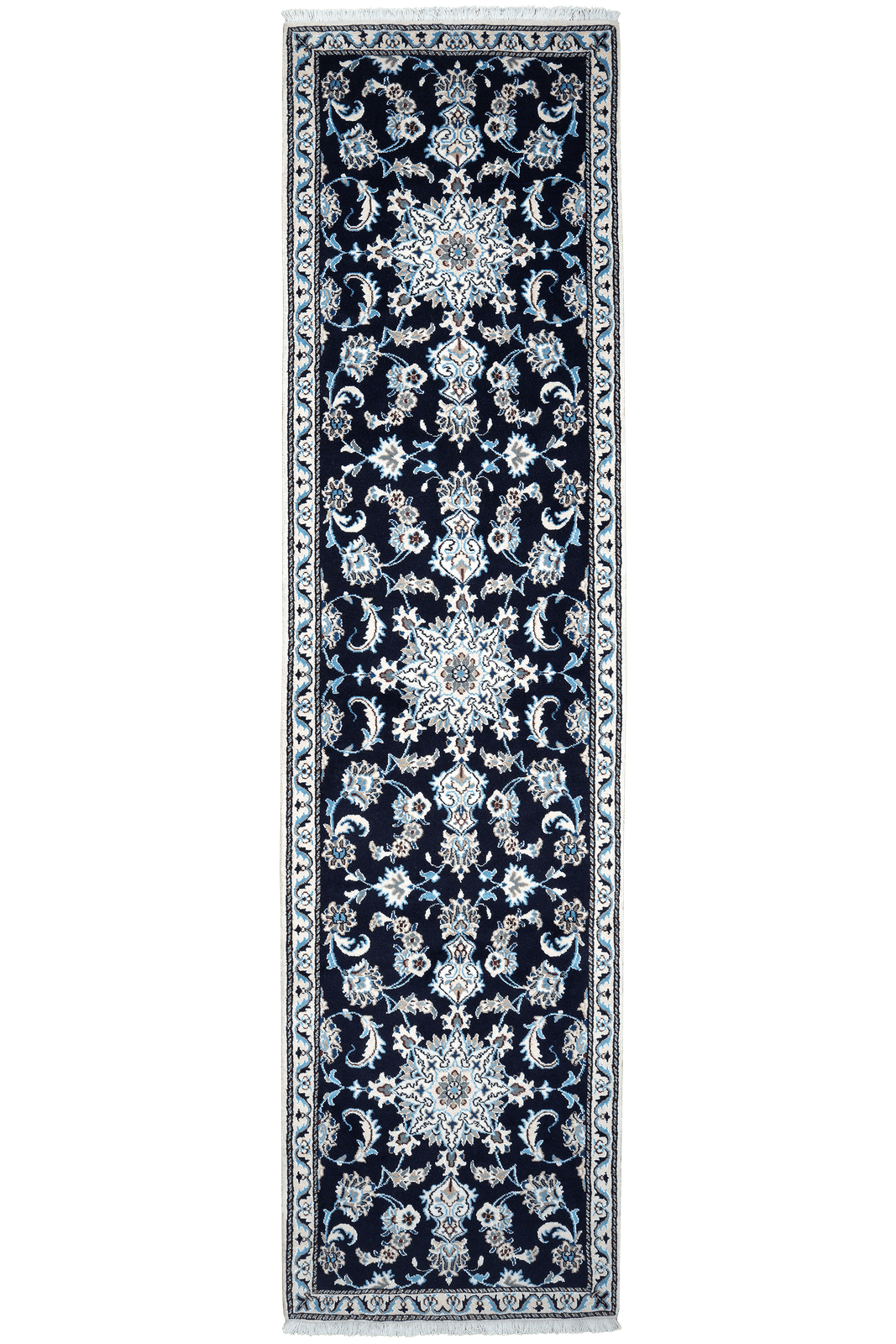 Nain 12La — Hand-knotted, 75x293 cm, Blue, 100% Virgin Wool | Main view
