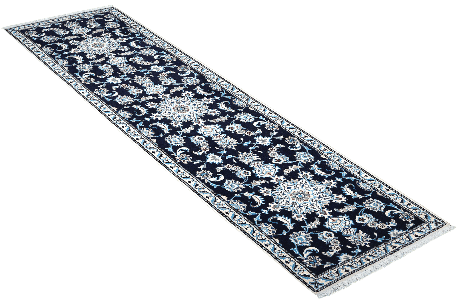 Nain 12La — Hand-knotted, 75x293 cm, Blue, 100% Virgin Wool | View 4