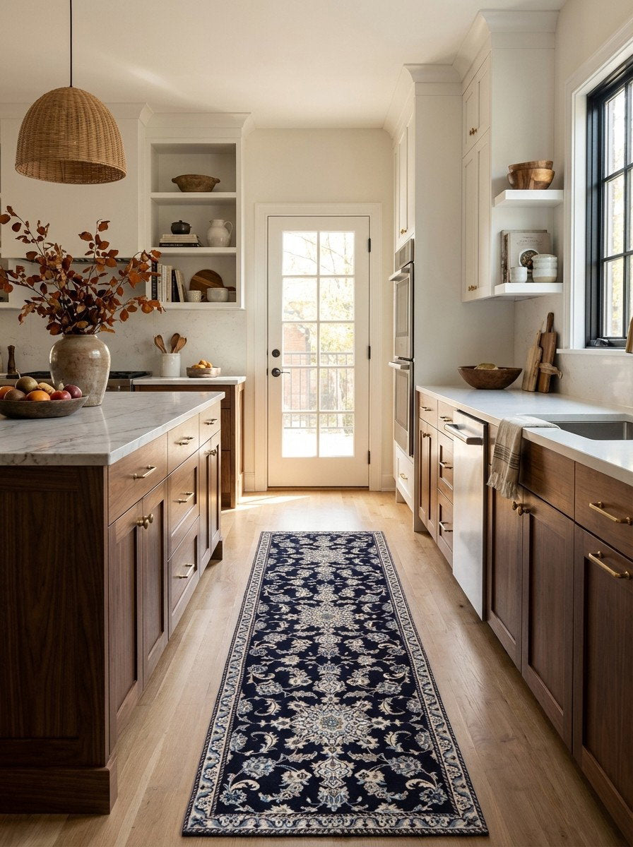 Nain 12La — Handgefertigt, 292x78 cm, Beige, 100% Virgin Wool | Back view