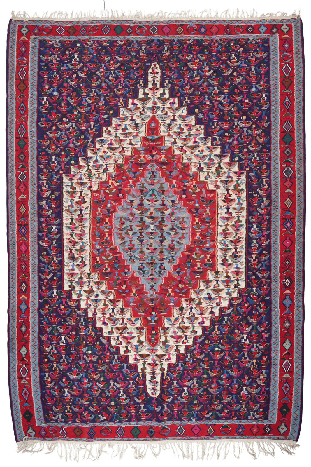 Kelim — Handmade, 197x289 cm, Blue, 100% Virgin Wool | Main view