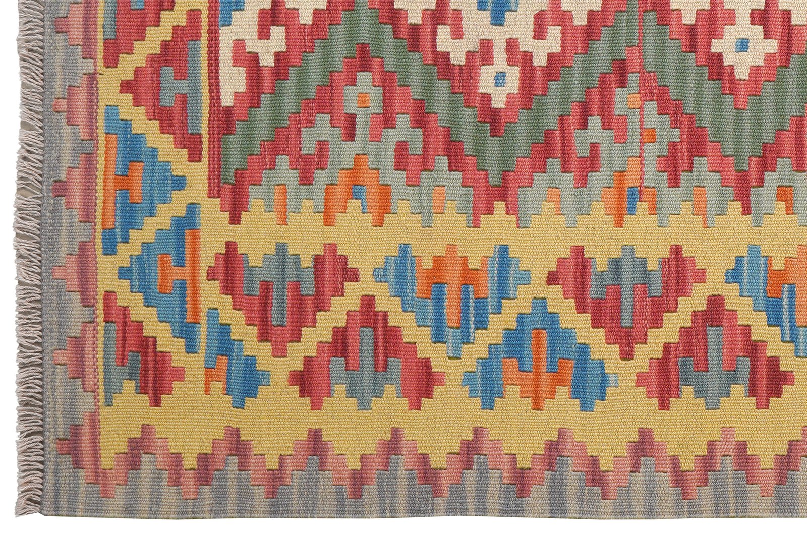 Kelim Gashgai — Handmade, 124x177 cm, Green, 100% Virgin Wool | View 3