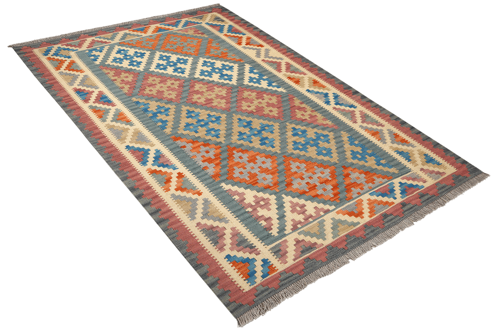 Kelim Gashgai — Handmade, 128x182 cm, Green, 100% Virgin Wool | View 4