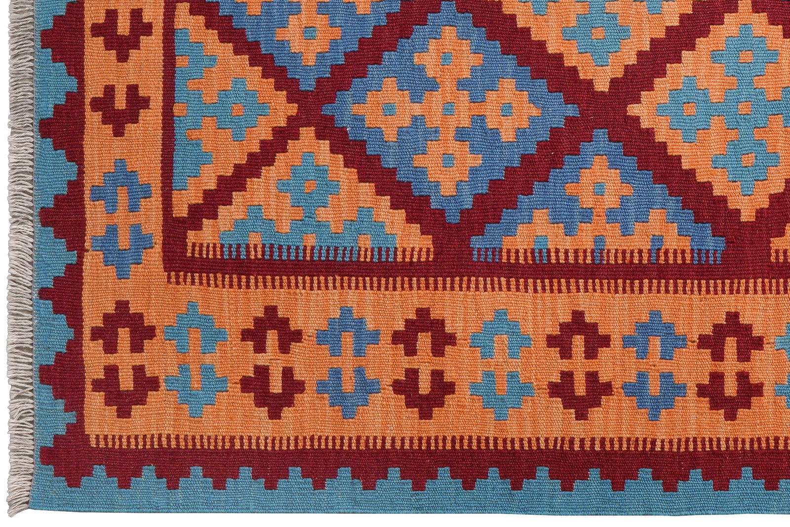 Kelim Gashgai — Handgefertigt, 178x124 cm, Orange, 100% Virgin Wool | View 4