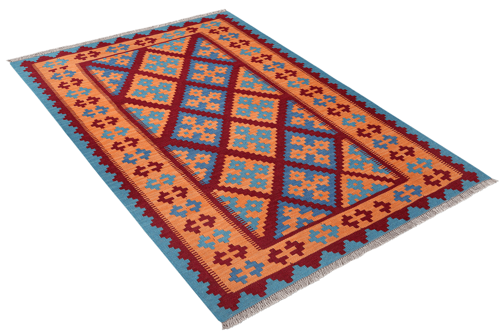 Kelim Gashgai — Handmade, 124x178 cm, Red, 100% Virgin Wool | View 4