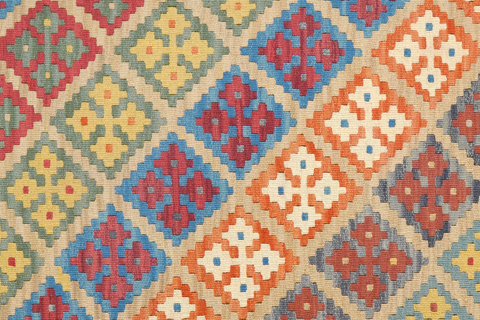 Kelim Gashgai — Handmade, 130x180 cm, Beige, 100% Virgin Wool | View 5