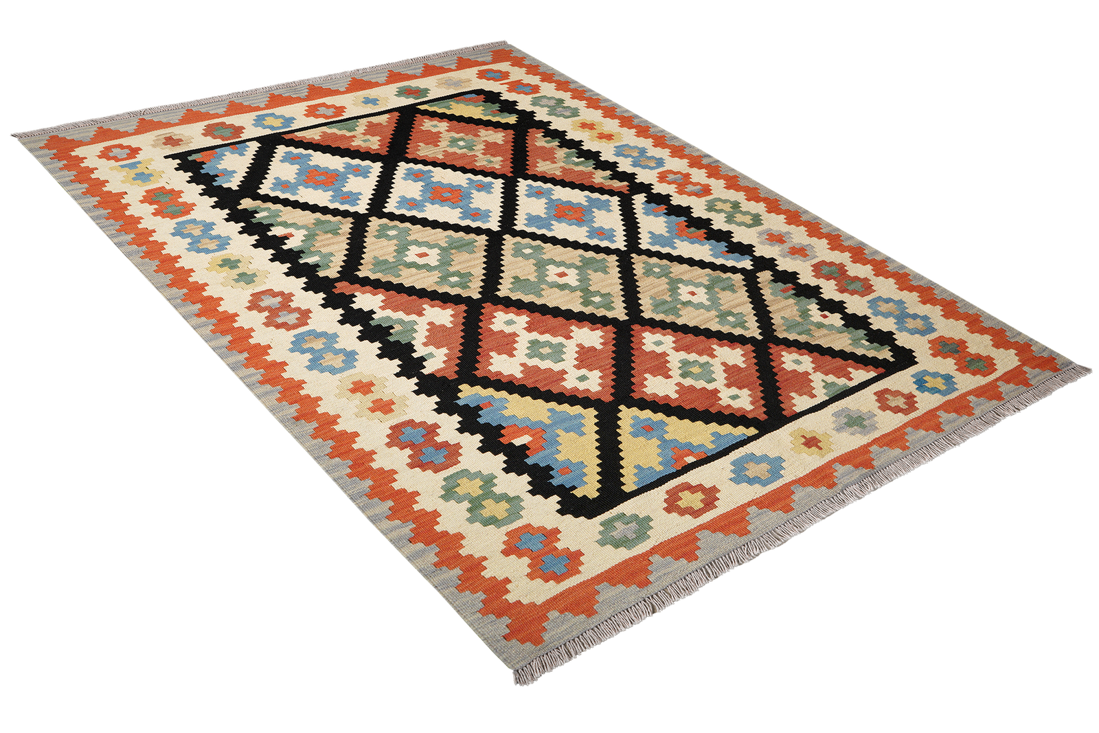 Kelim Gashgai — Handgefertigt, 190x152 cm, Beige, 100% Virgin Wool | View 5