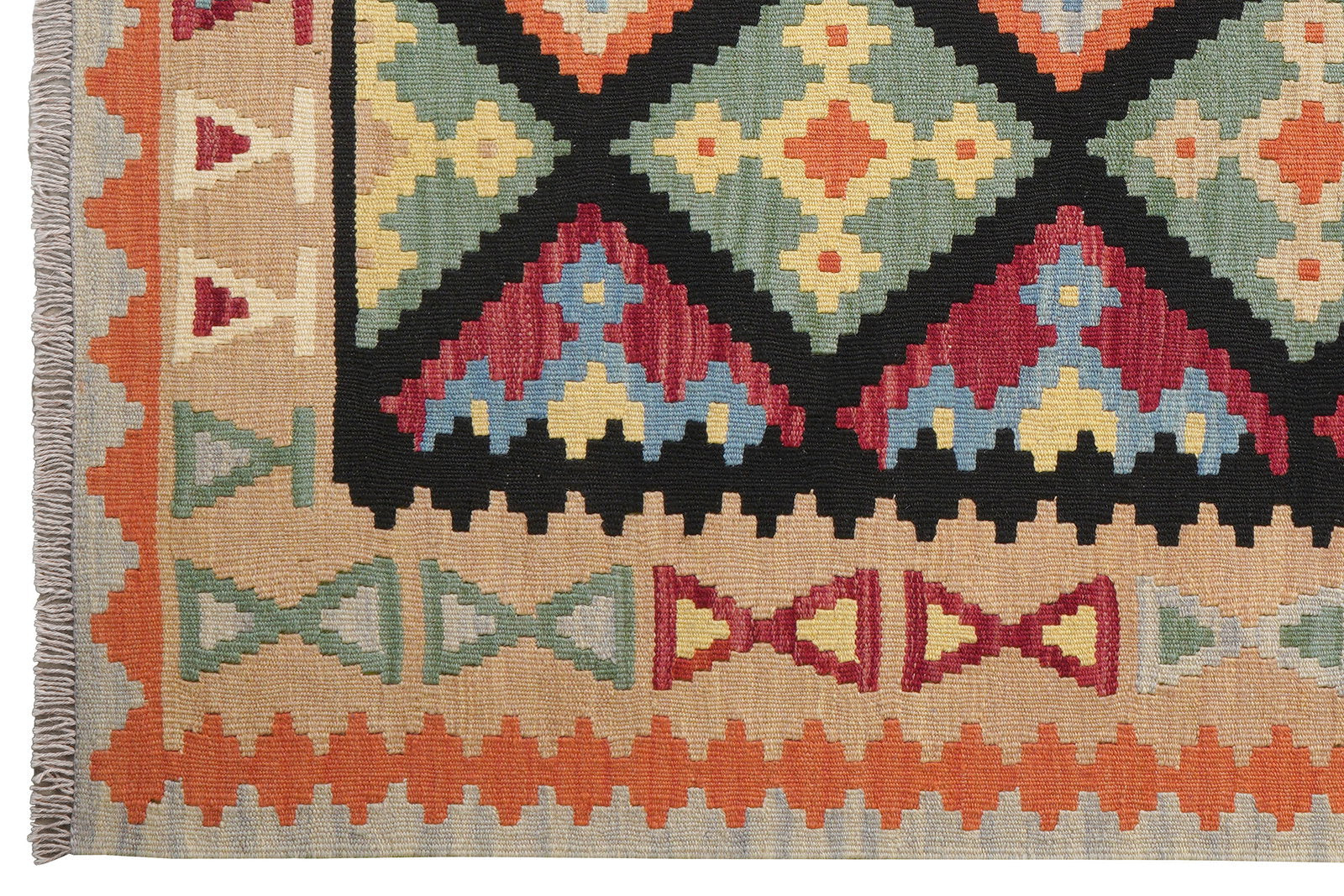 Kelim Gashgai — Handgefertigt, 202x157 cm, Beige, 100% Virgin Wool | View 4