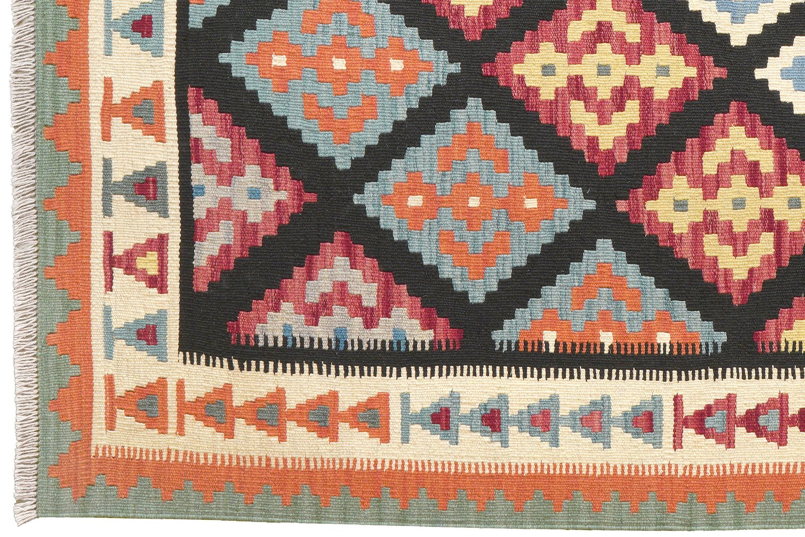 Kelim Gashgai — Handmade, 170x198 cm, Black, 100% Virgin Wool | View 3