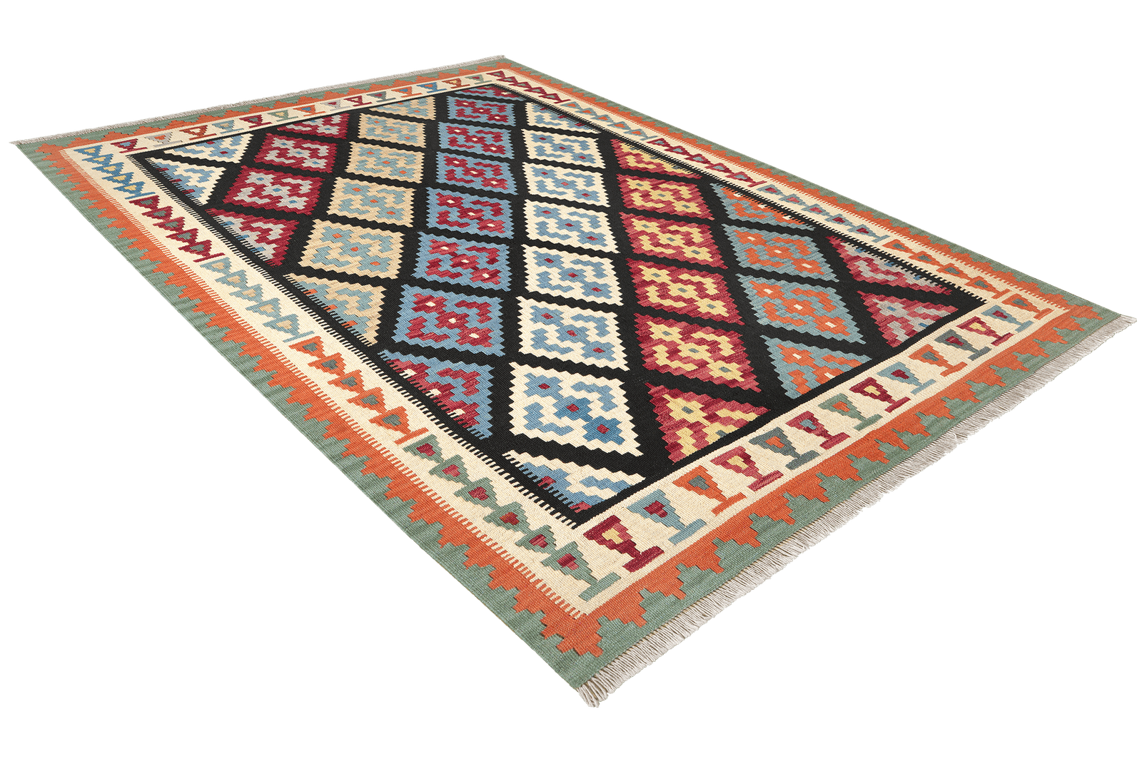Kelim Gashgai — Handmade, 170x198 cm, Black, 100% Virgin Wool | View 4