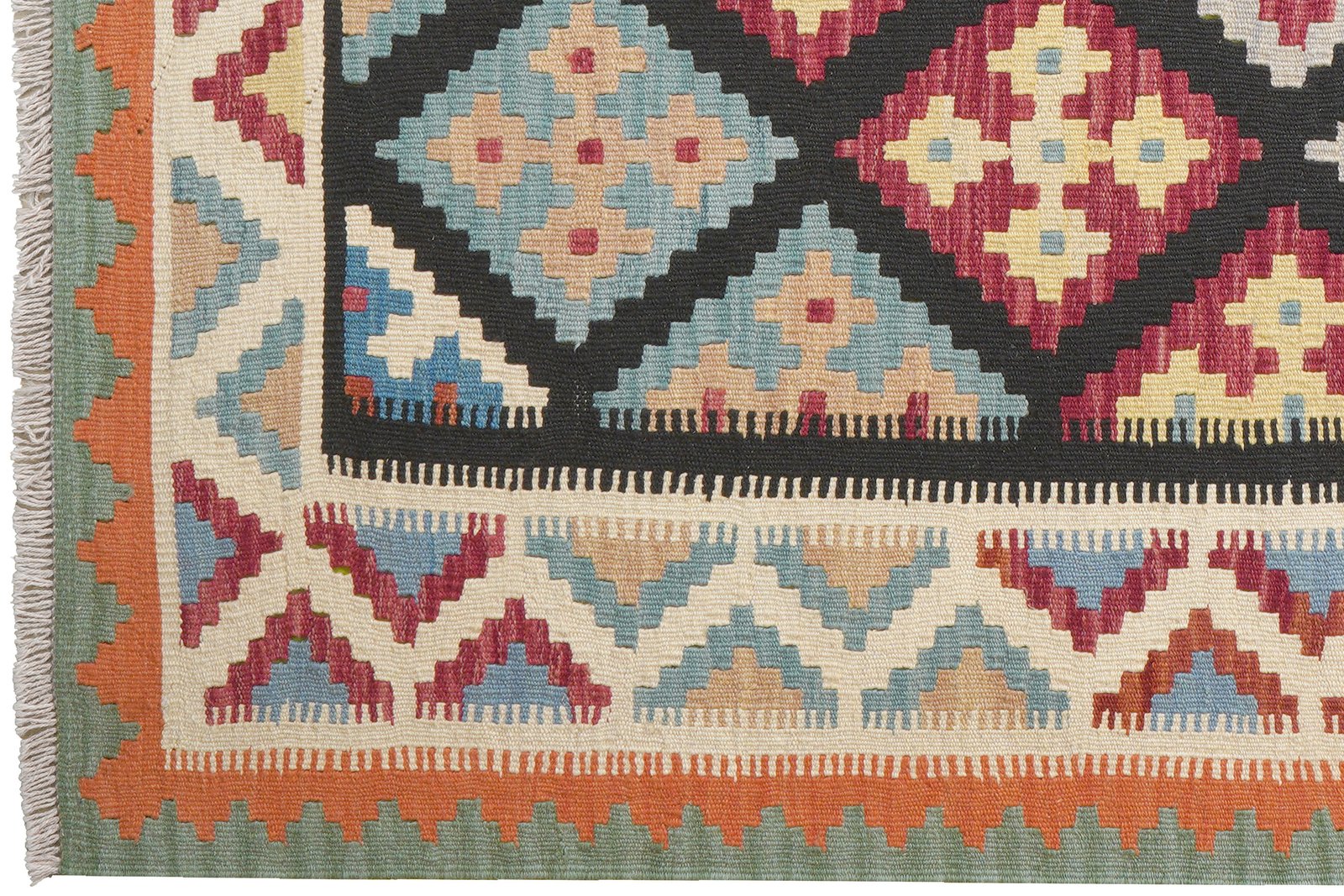 Kelim Gashgai — Handmade, 162x200 cm, Black, 100% Virgin Wool | View 3