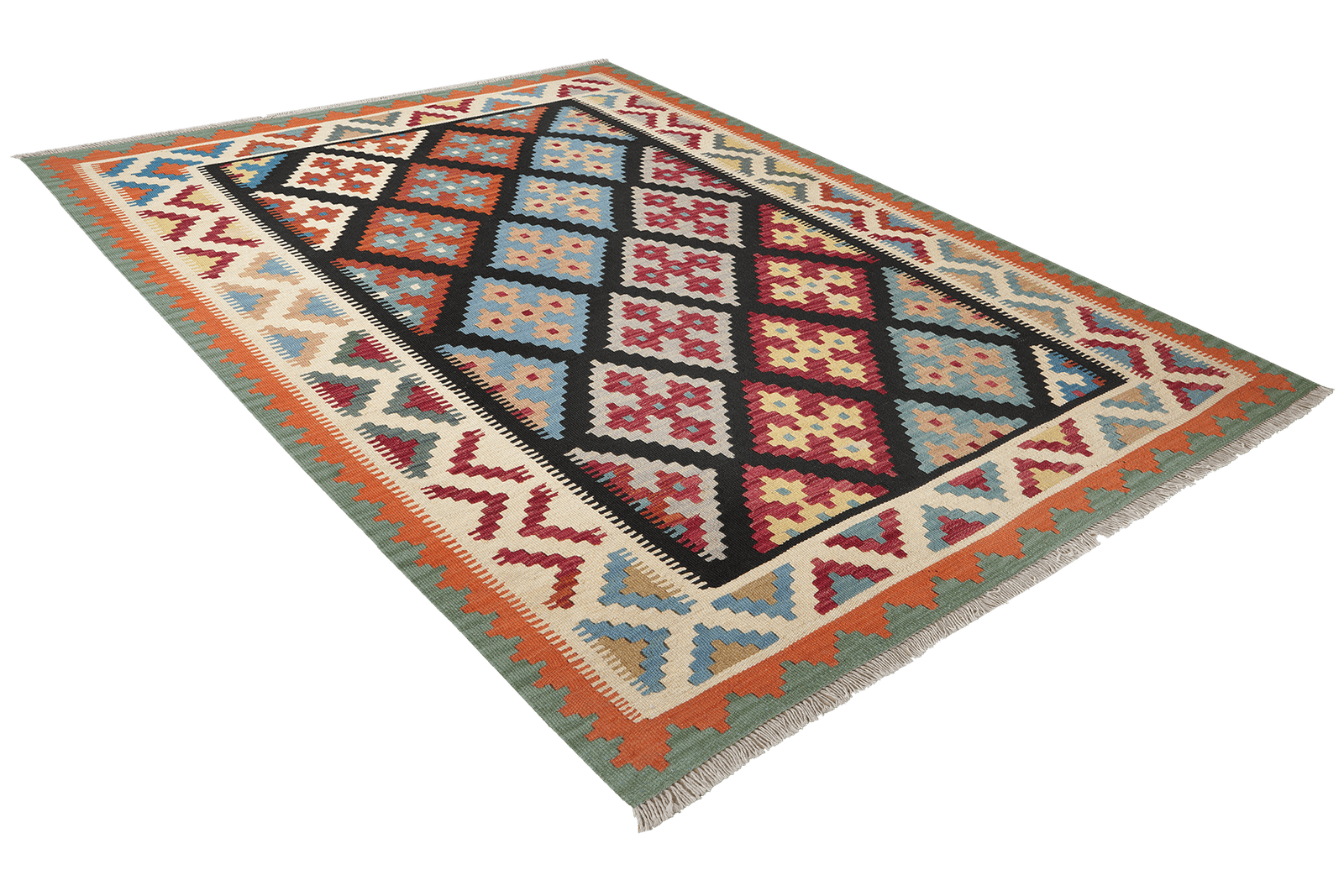 Kelim Gashgai — Handmade, 162x200 cm, Black, 100% Virgin Wool | View 4