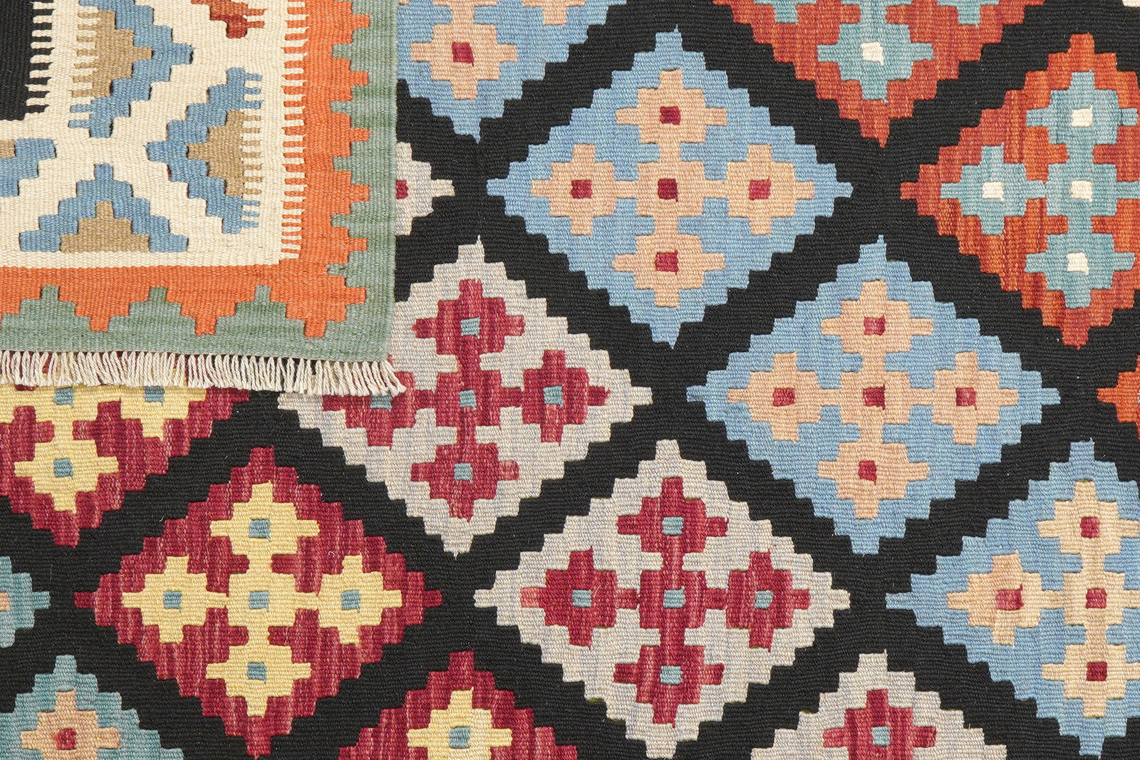 Kelim Gashgai — Handgefertigt, 200x162 cm, Beige, 100% Virgin Wool | View 7