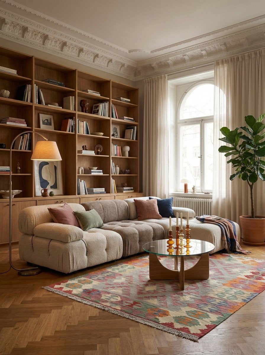 Kelim Gashgai — Handgefertigt, 206x153 cm, Bunt, 100% Virgin Wool | Back view