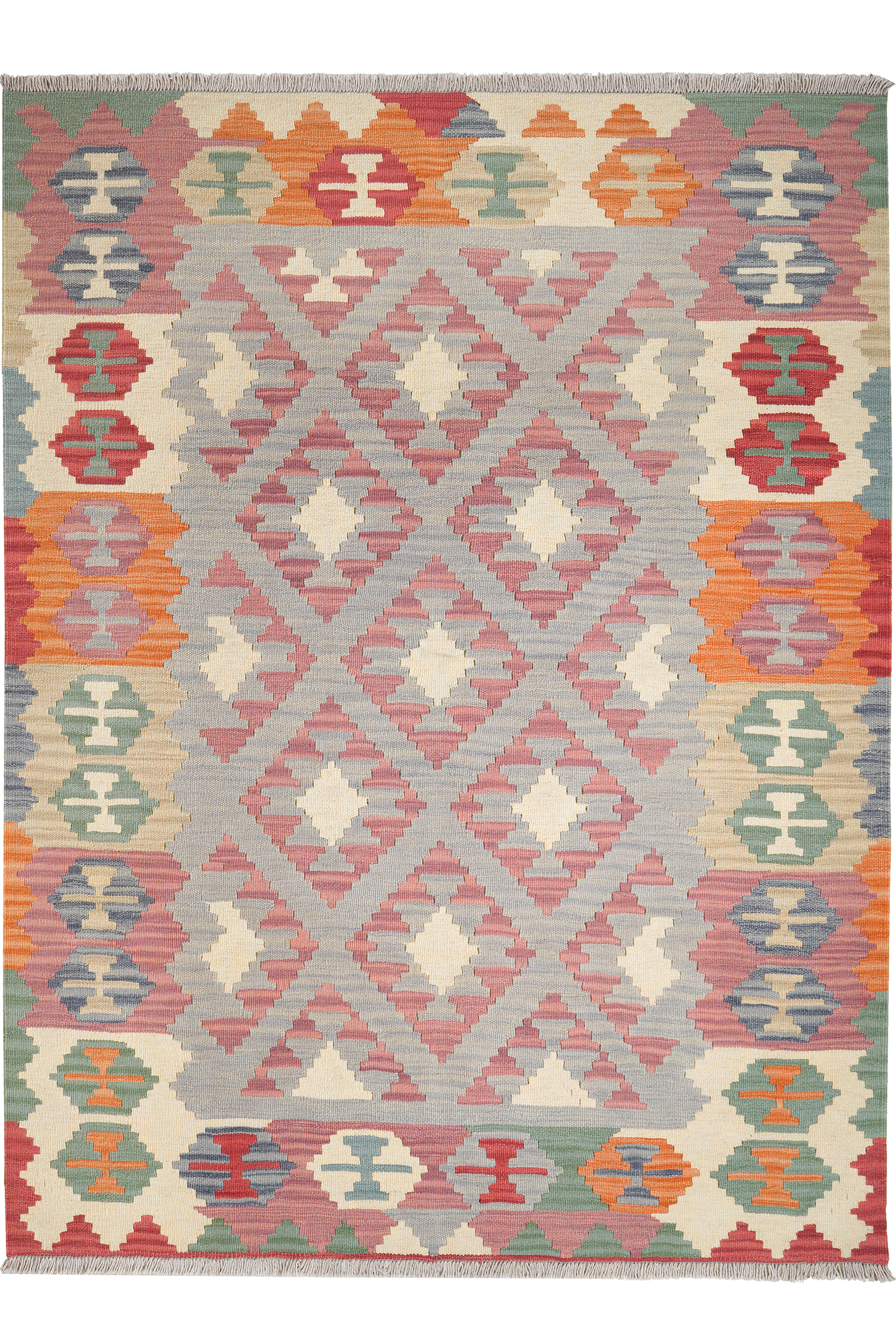 Kelim Gashgai — Handgefertigt, 206x153 cm, Bunt, 100% Virgin Wool | Main view