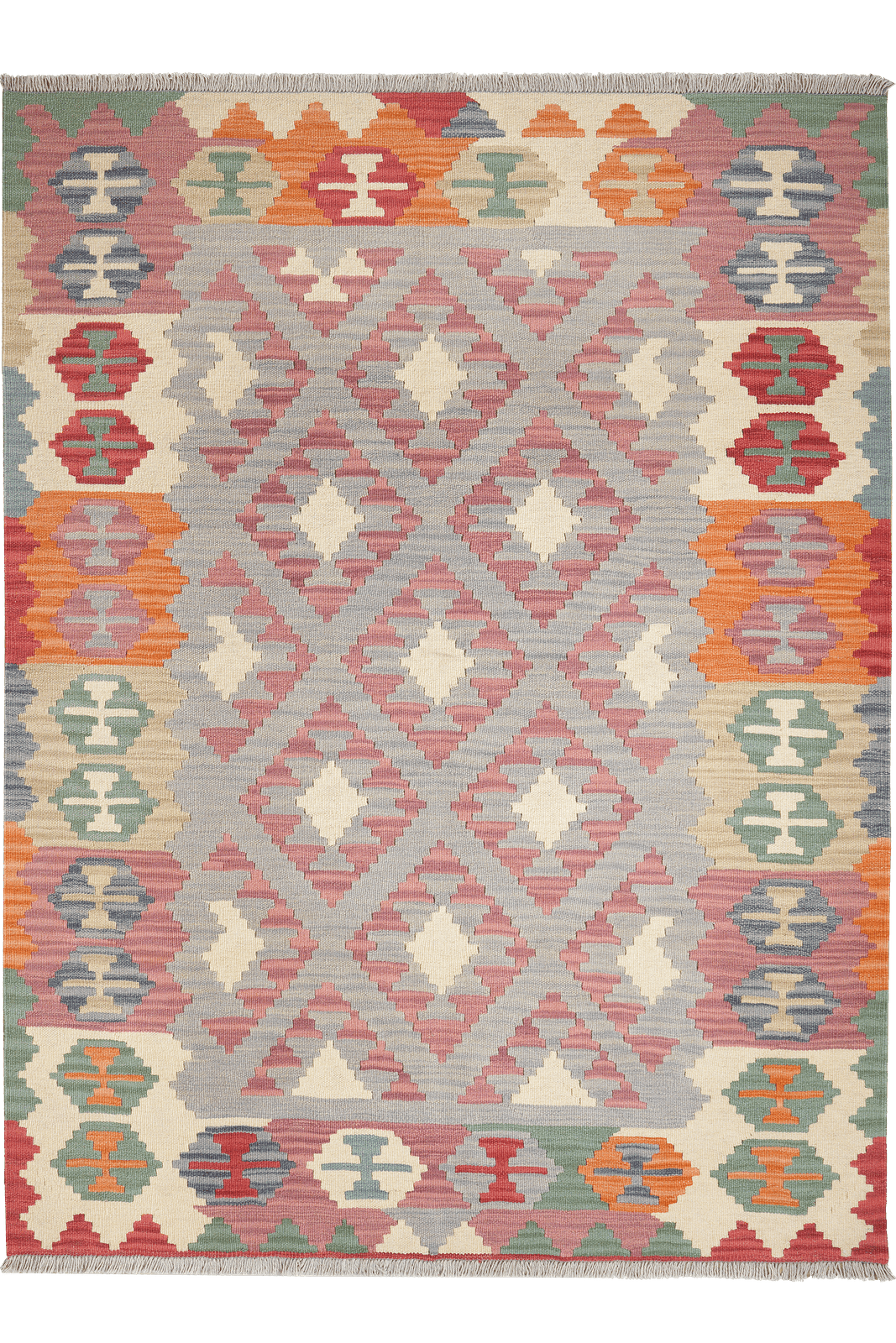Kelim Gashgai — Handmade, 153x206 cm, Grey, 100% Virgin Wool | Main view