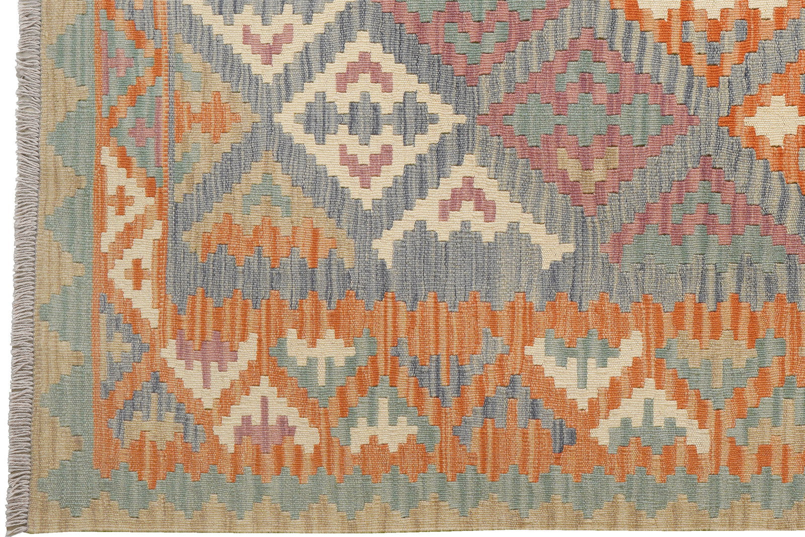 Kelim Gashgai — Handgefertigt, 213x158 cm, Orange, 100% Virgin Wool | View 4