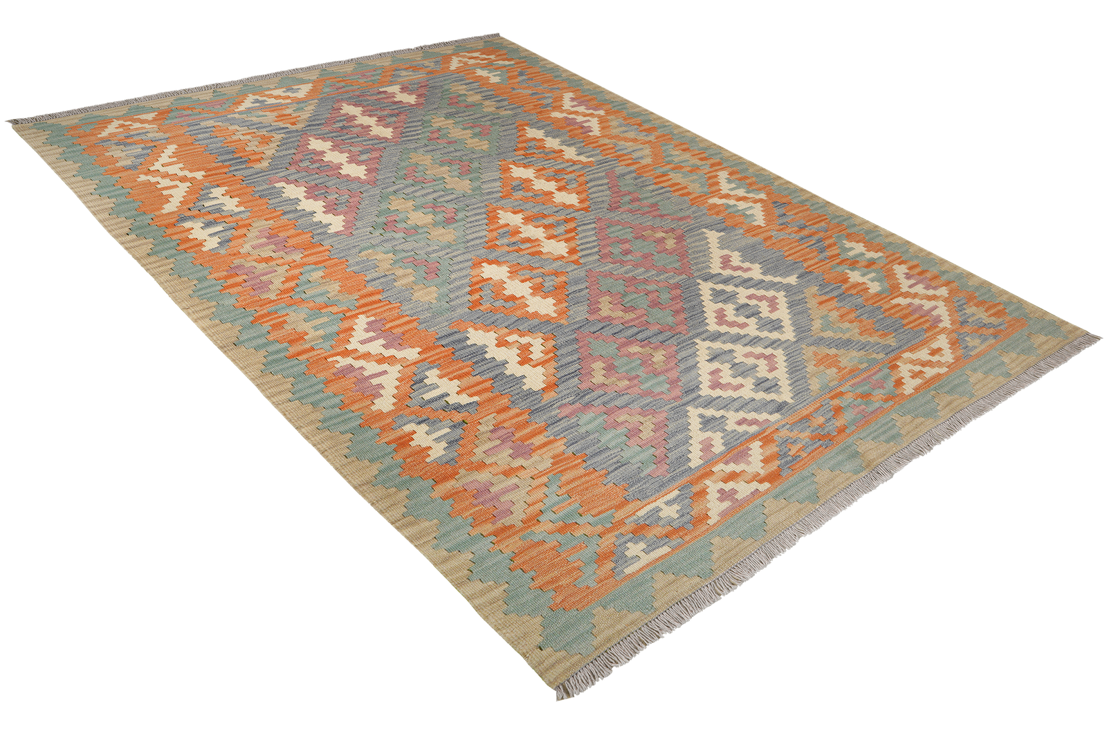 Kelim Gashgai — Handgefertigt, 213x158 cm, Orange, 100% Virgin Wool | View 5