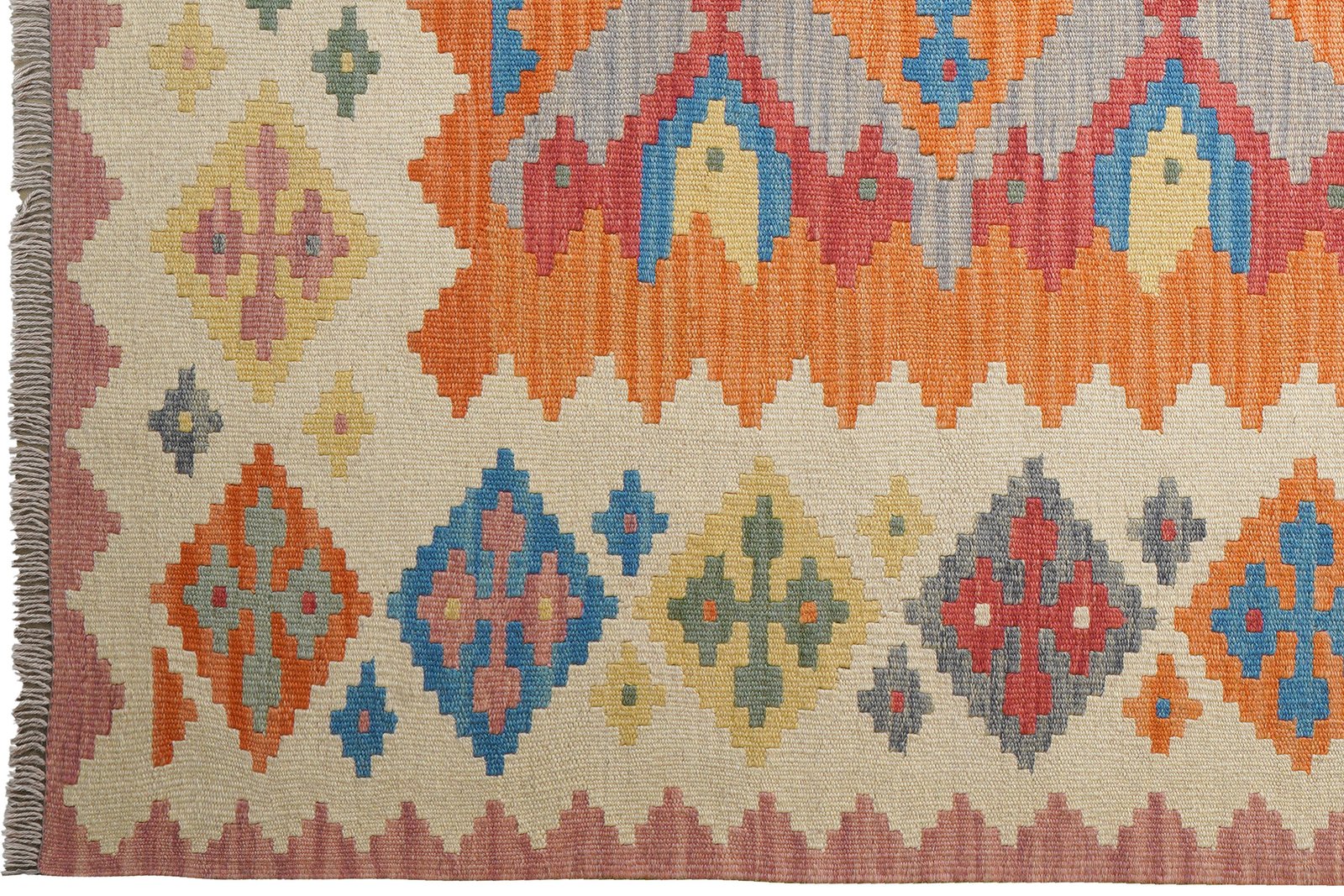 Kelim Gashgai — Handmade, 173x238 cm, Orange, 100% Virgin Wool | View 3