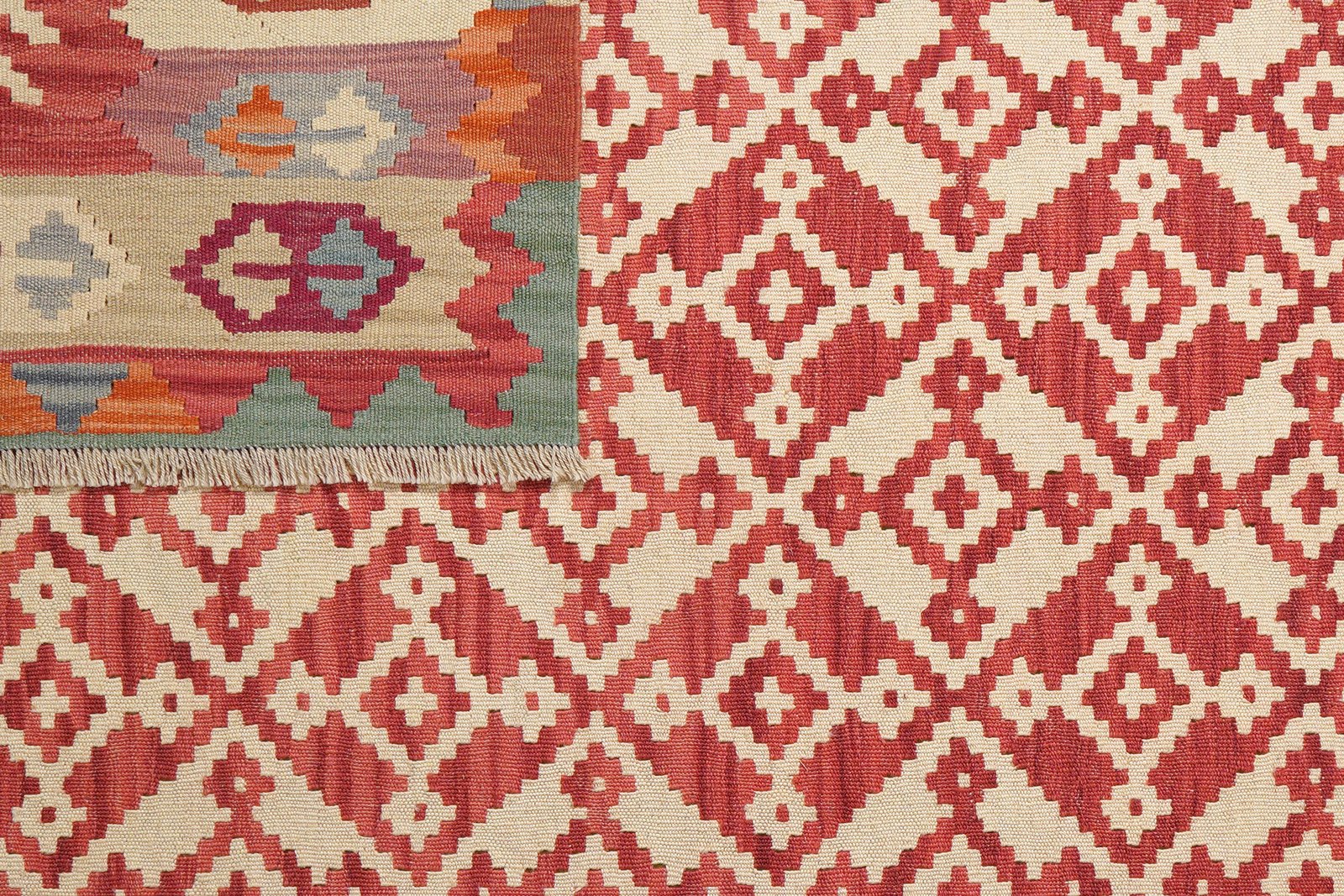 Kelim Gashgai — Handmade, 173x252 cm, Red, 100% Virgin Wool | View 6