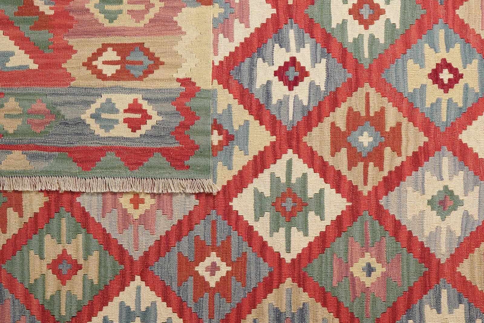 Kelim Gashgai — Handmade, 179x256 cm, Red, 100% Virgin Wool | View 6