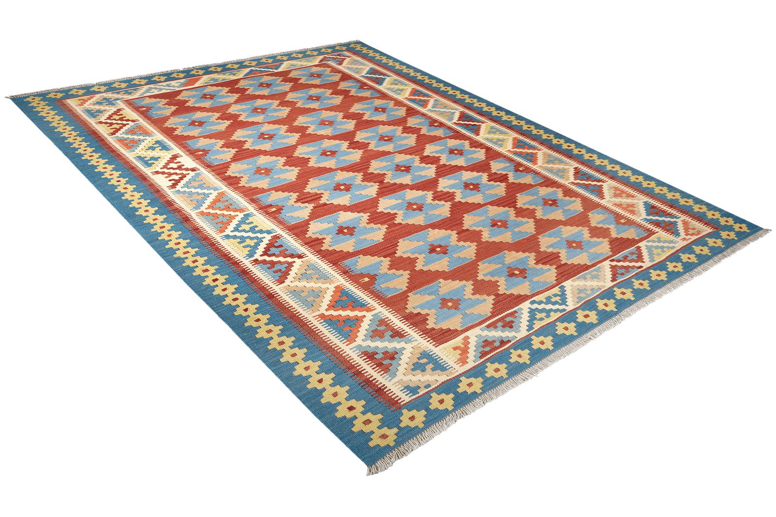Kelim Gashgai — Handmade, 170x252 cm, Red, 100% Virgin Wool | View 4