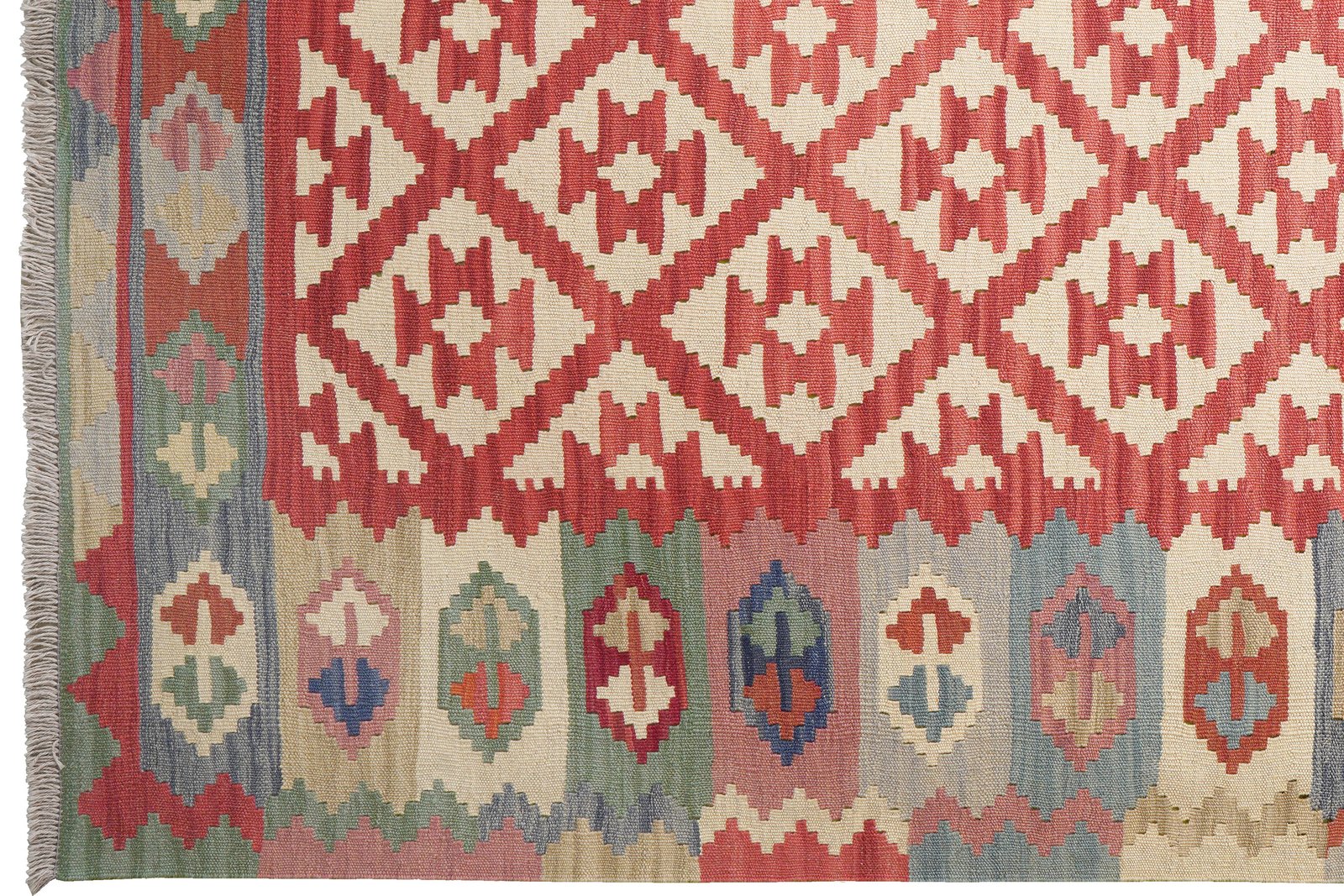 Kelim Gashgai — Handmade, 177x256 cm, Red, 100% Virgin Wool | View 3