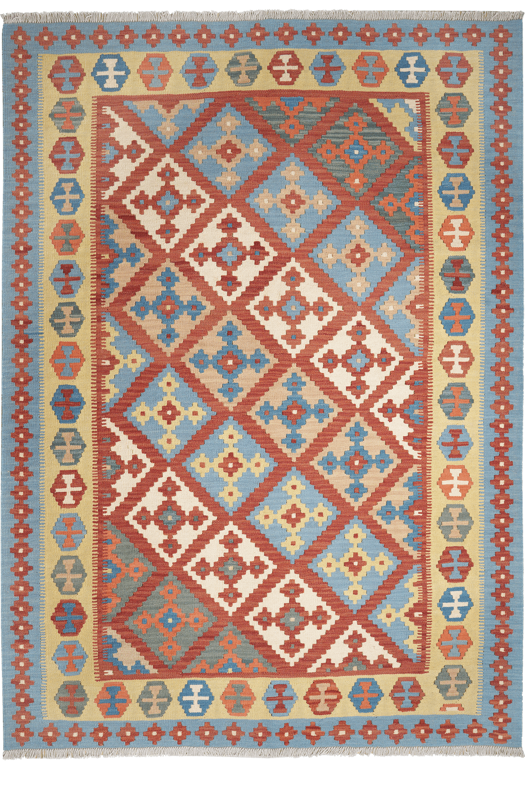 Kelim Gashgai — Handmade, 173x242 cm, Red, 100% Virgin Wool | Main view