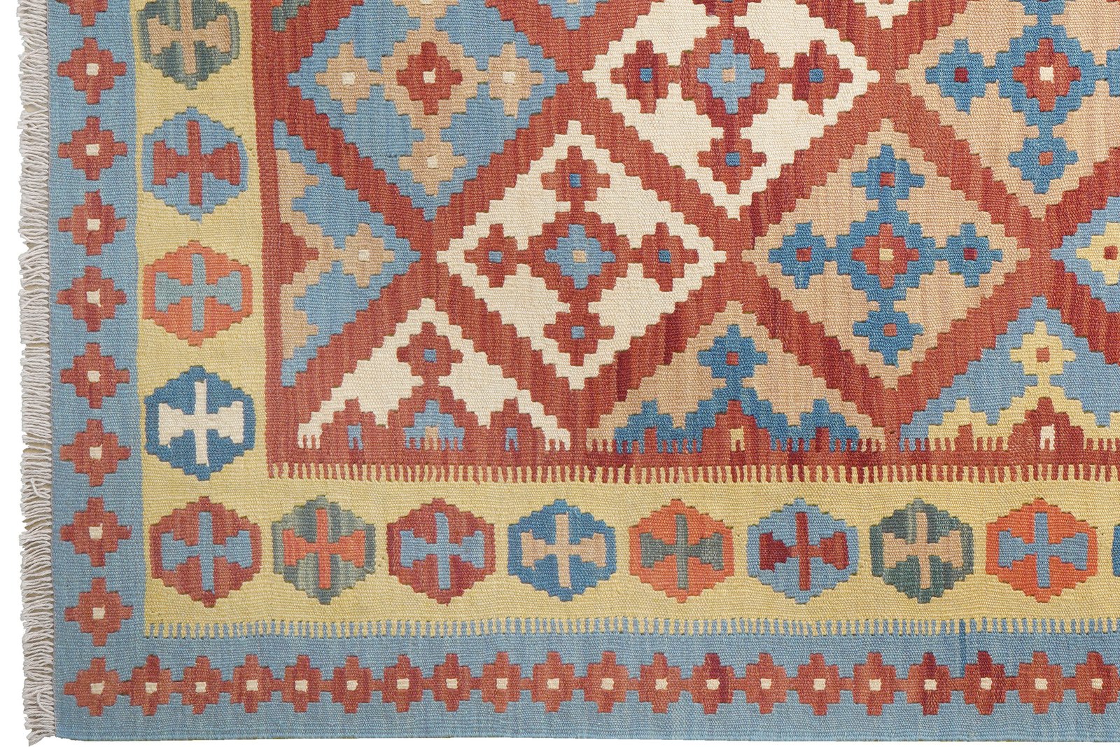 Kelim Gashgai — Handmade, 173x242 cm, Red, 100% Virgin Wool | View 3