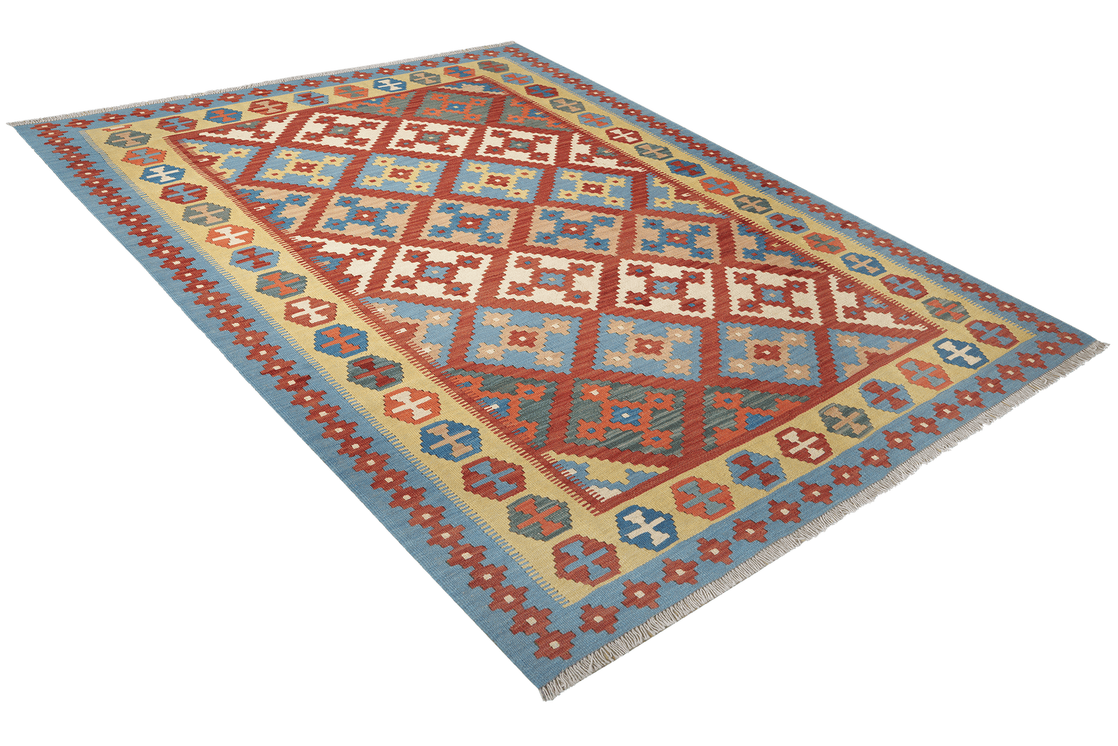 Kelim Gashgai — Handmade, 173x242 cm, Red, 100% Virgin Wool | View 4
