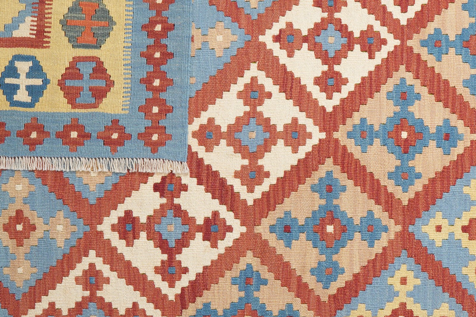 Kelim Gashgai — Handmade, 173x242 cm, Red, 100% Virgin Wool | View 6