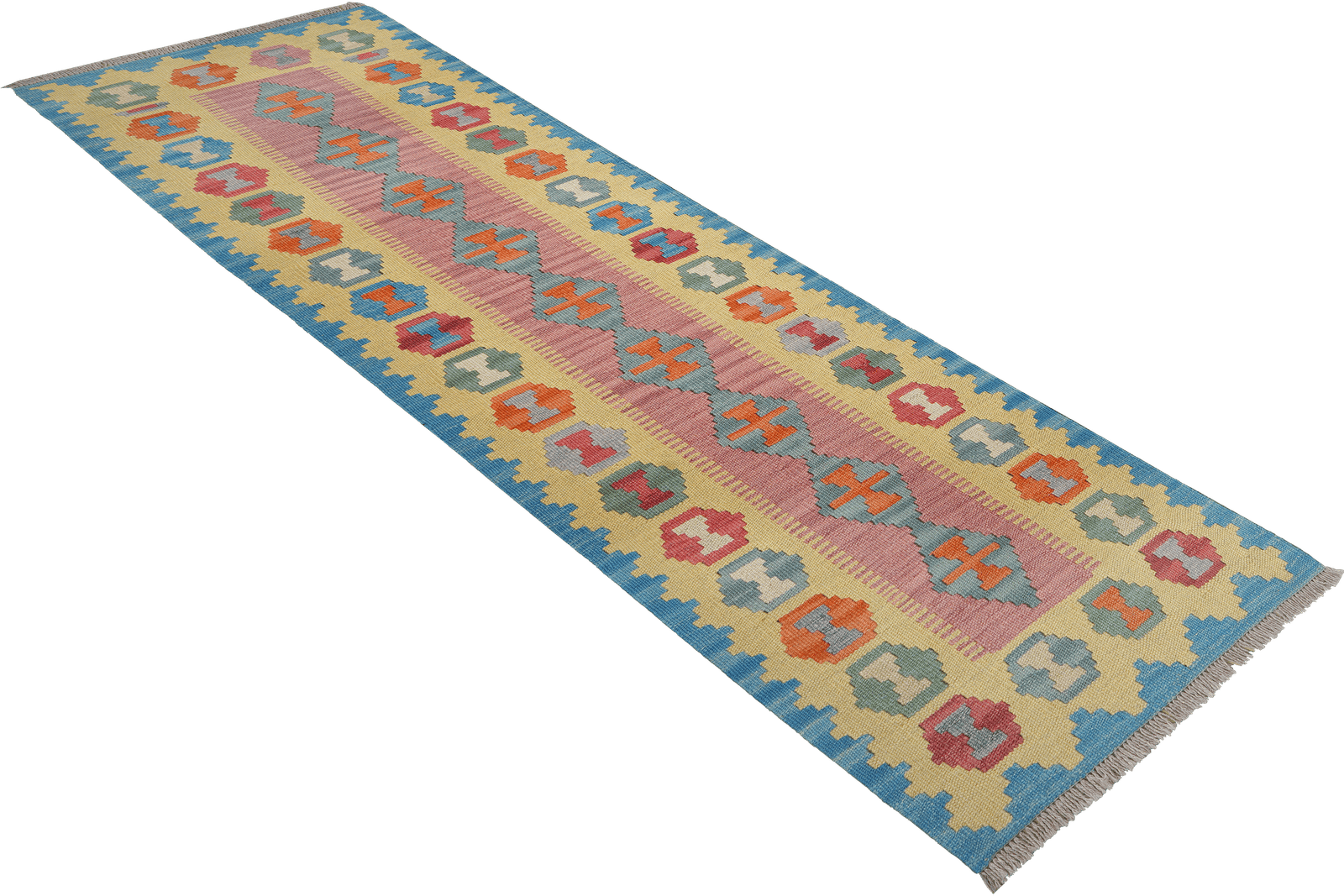 Kelim Gashgai — Handmade, 64x239 cm, Pink, 100% Virgin Wool | View 4