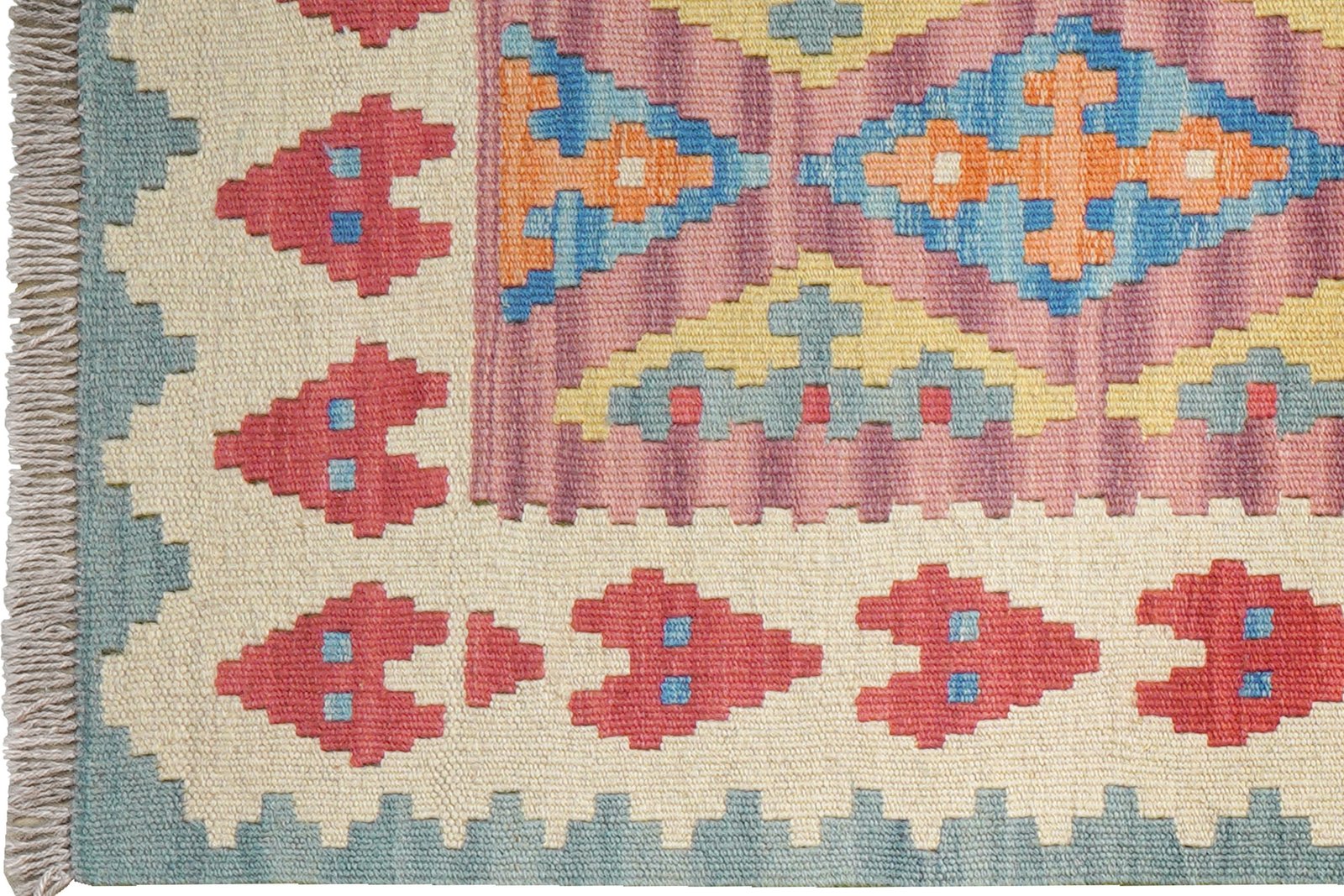 Kelim Gashgai — Handmade, 63x245 cm, Pink, 100% Virgin Wool | View 3
