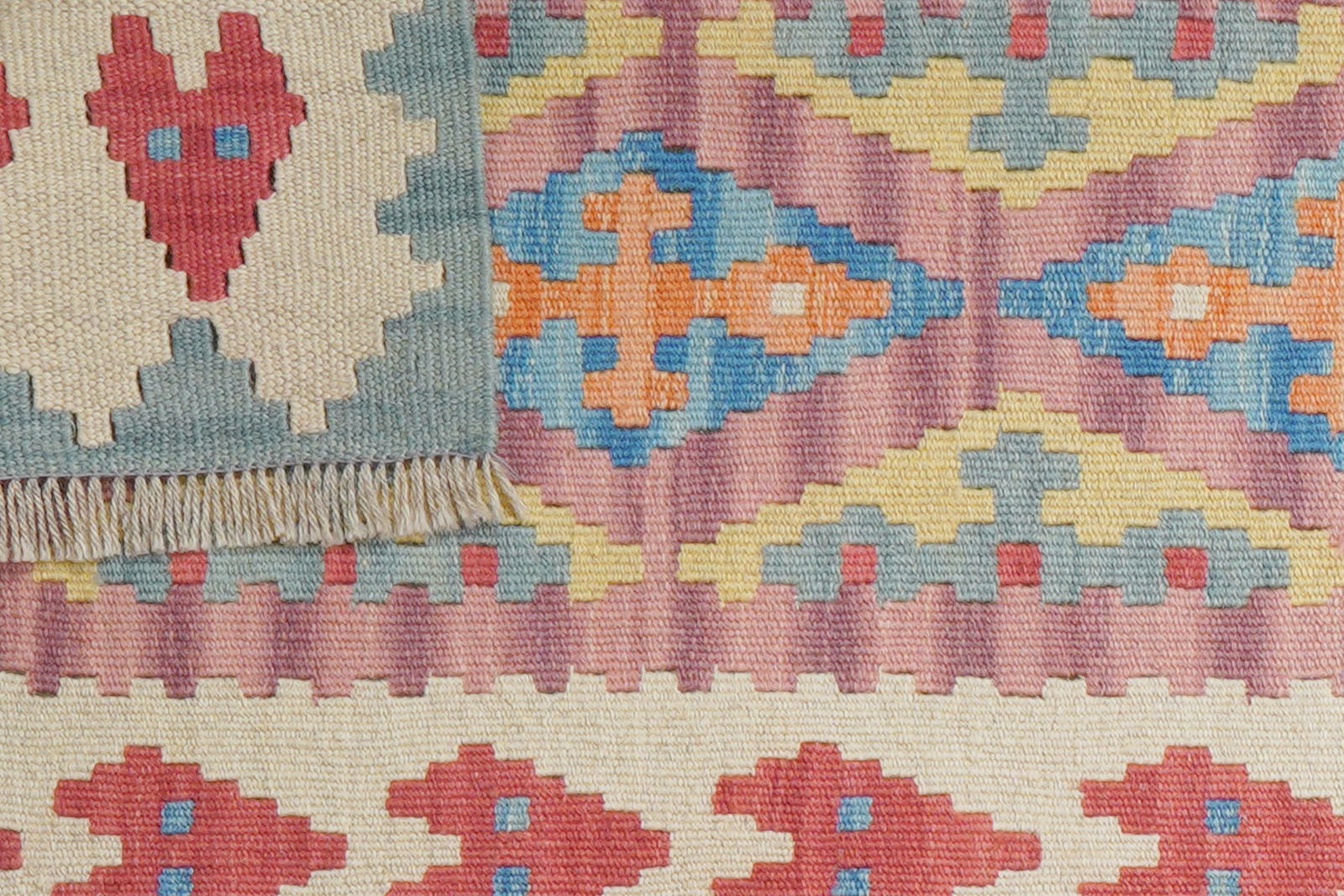 Kelim Gashgai — Handgefertigt, 245x63 cm, Beige, 100% Virgin Wool | View 7