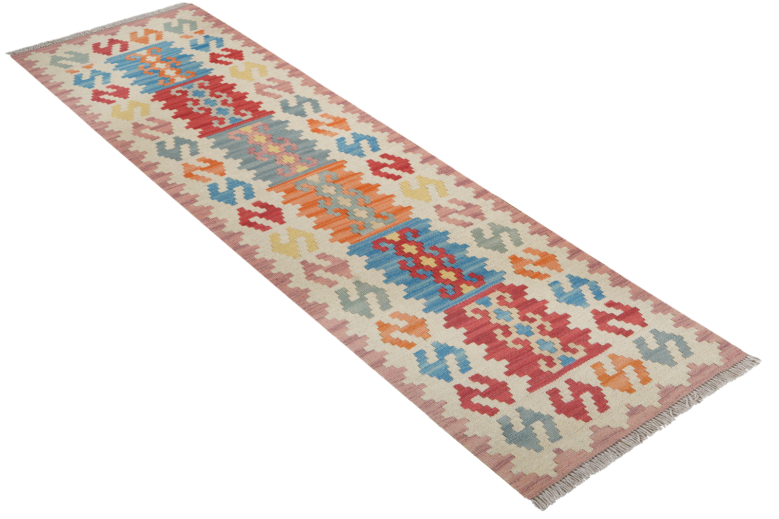 Kelim Gashgai — Handgefertigt, 194x57 cm, Beige, 100% Virgin Wool | View 5